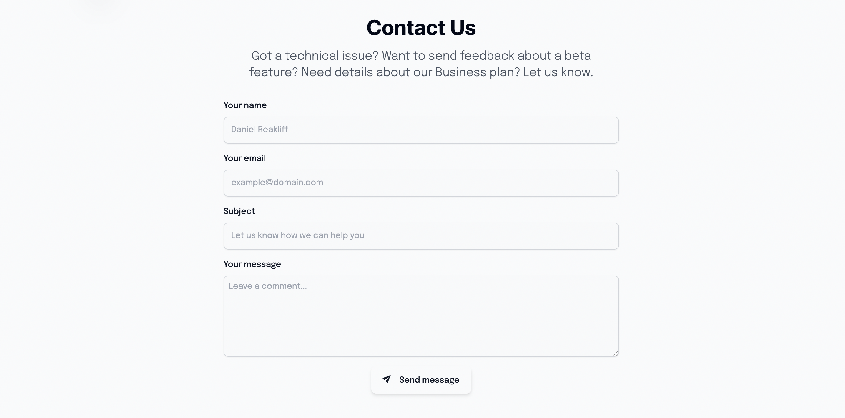 Contact Form Component Preview