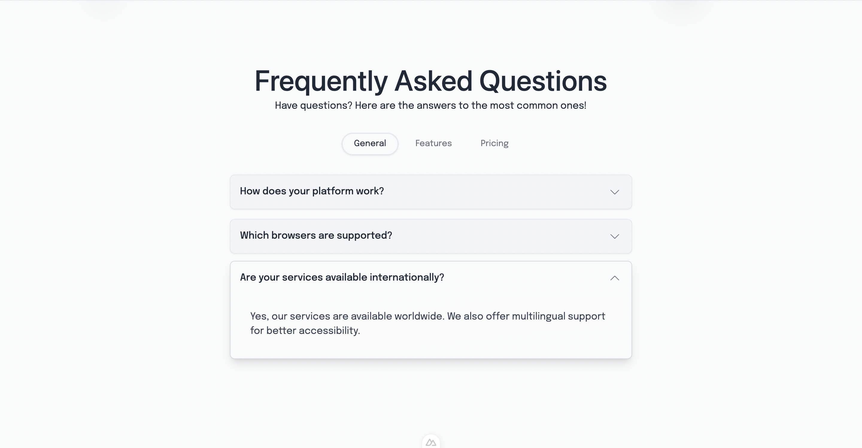 FAQ Section Component Preview