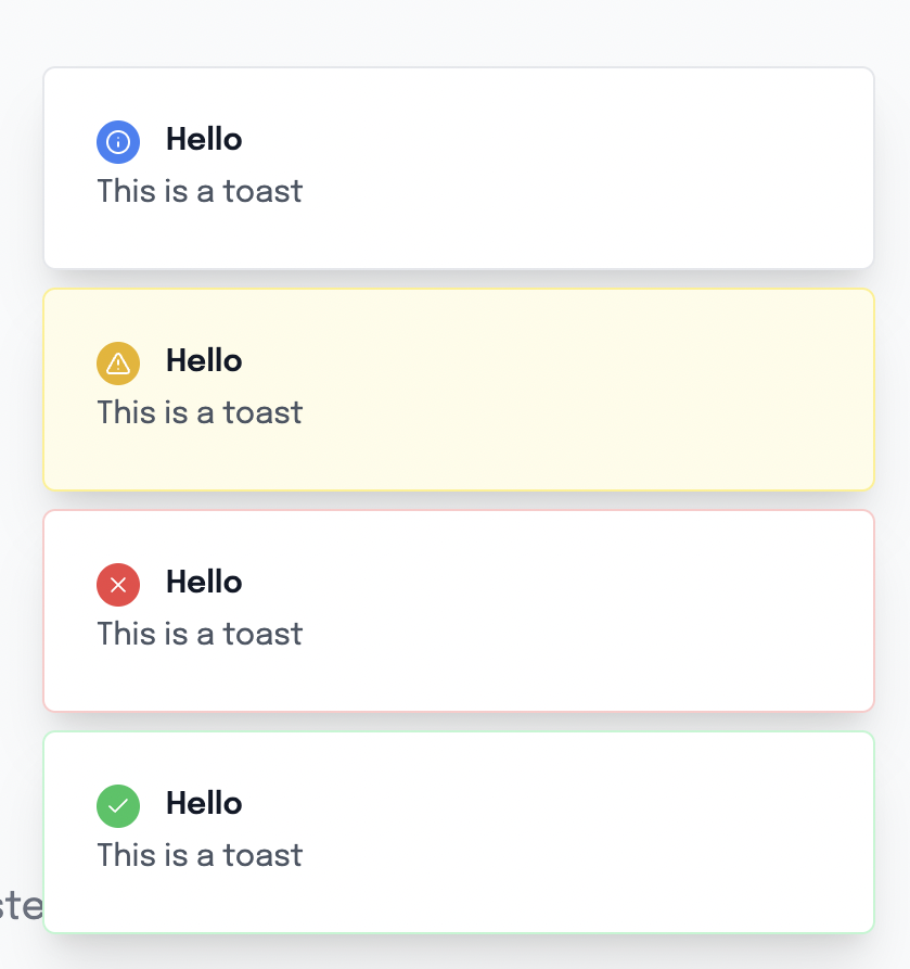 Toast Component Variants